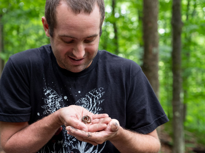 CCV alumnus Zac Cota is a teacher naturalist at Montpelier's North Branch Nature Center. He recently hosted a CCV Forest Ecology class for a service learning project studying salamanders.