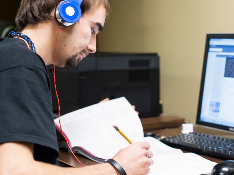 CCV student working at a computer.