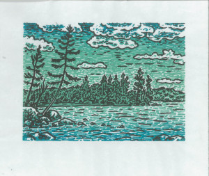 Robertson’s 2020 print, “Gardener Lake.”