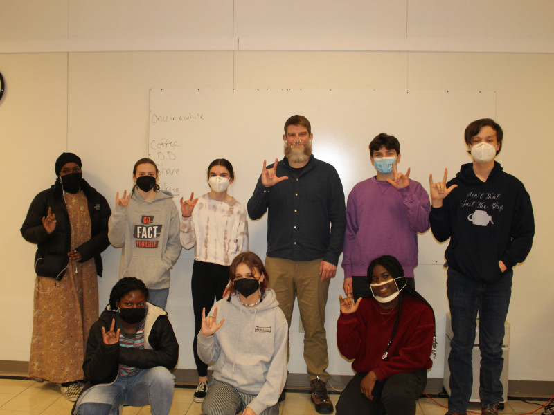 Burlington High School's dual enrollment American Sign Language class.